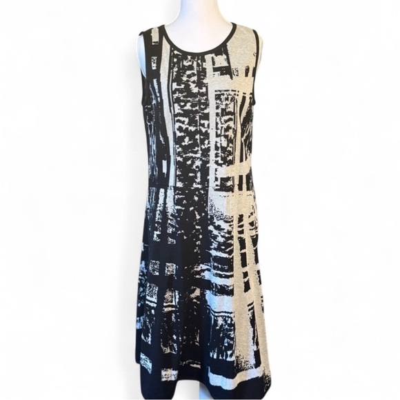Simply Vera Vera Wang Dresses & Skirts - Simply Vera Vera Wang Sleeveless Knit Dress Black Beige Abstract Print Size L